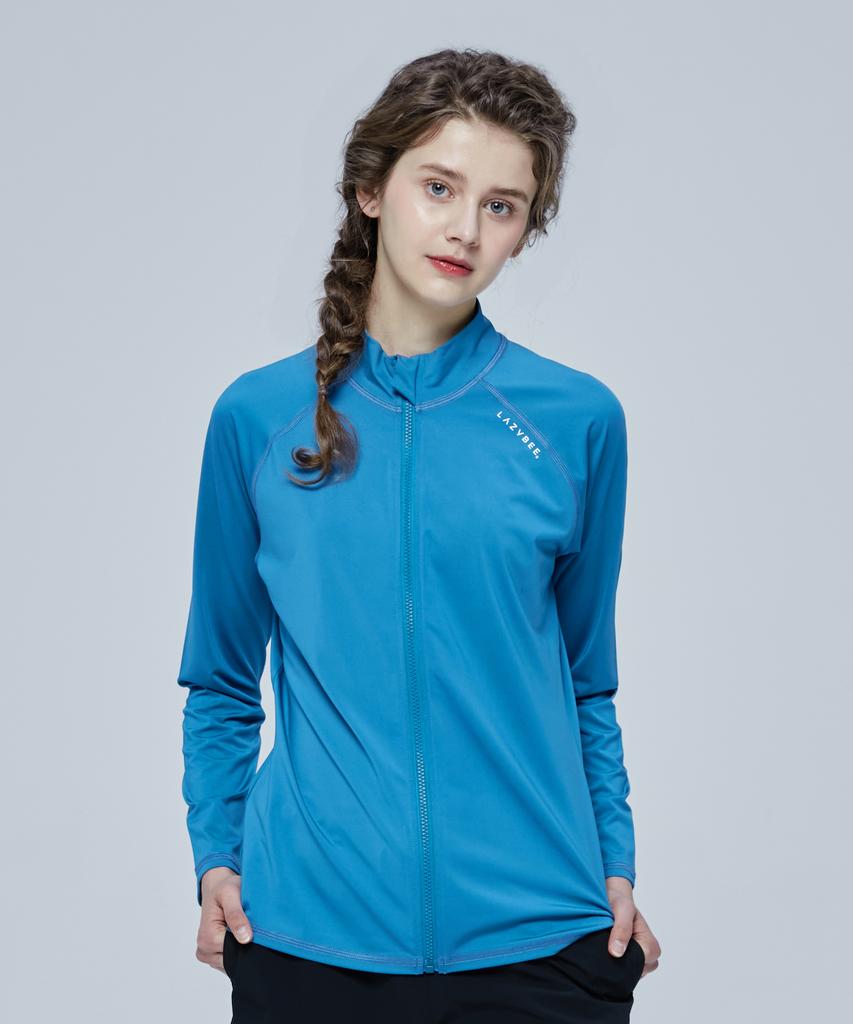 Leijibi Essential Loose Fit Multisports Women'S Zip-Up Rash Guard Storm Blue