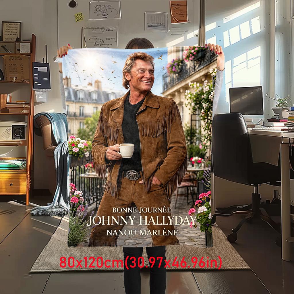 French legendary rock singer and actor Johnny Hallyday blanket soft home furnishing nap decoration four seasons warm Sherpa blanket U6