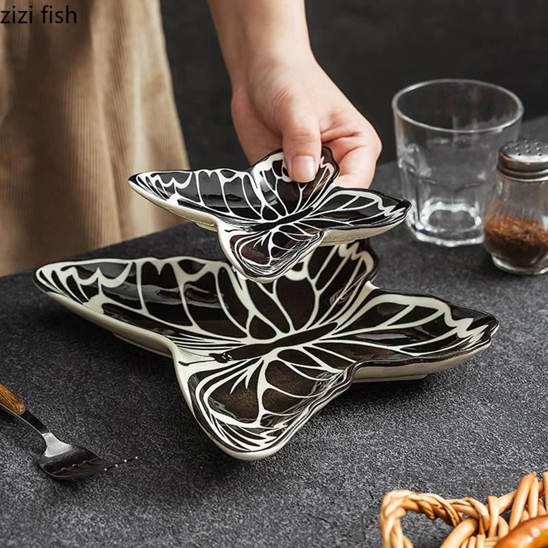 Creative Ceramic Butterfly Plate Dessert Plate Snack Plate Sushi Plates Fruit Salad Plates Restaurant Specialty Tableware
