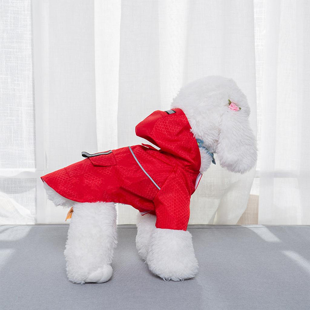 Hondenregenjas met capuchon en reflecterende strip, leeuwsgat, waterdichte hondenregenkleding, jas voor puppy