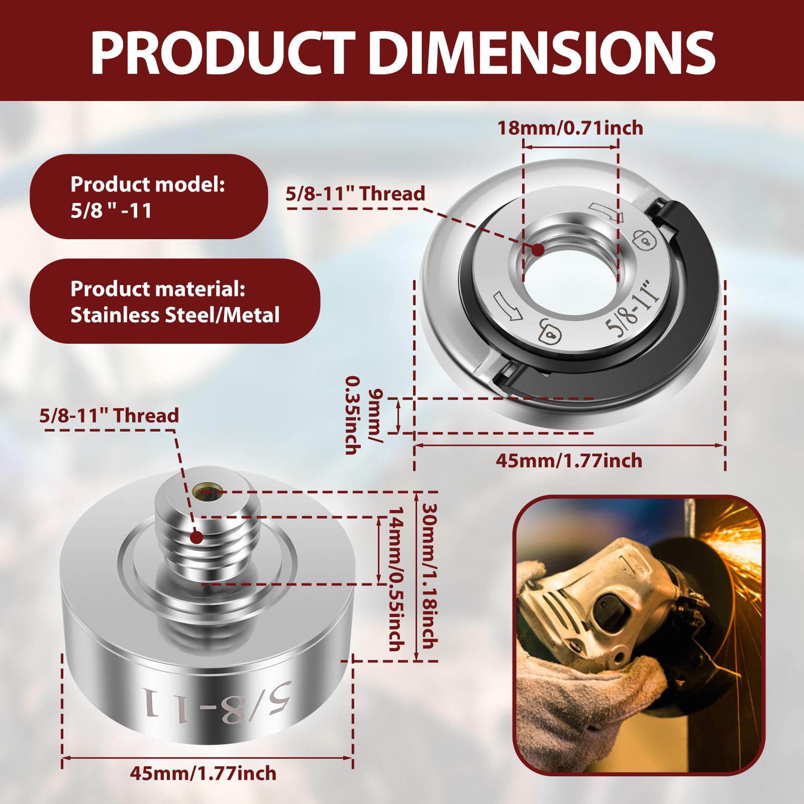 

Адаптер для кутової шліфмашини з різьбою 5/8 -11 з притискною пластиною Адаптер з нержавіючої сталі з різьбою для кутової шліфмашини Інструмент для дискової шліфмашини
