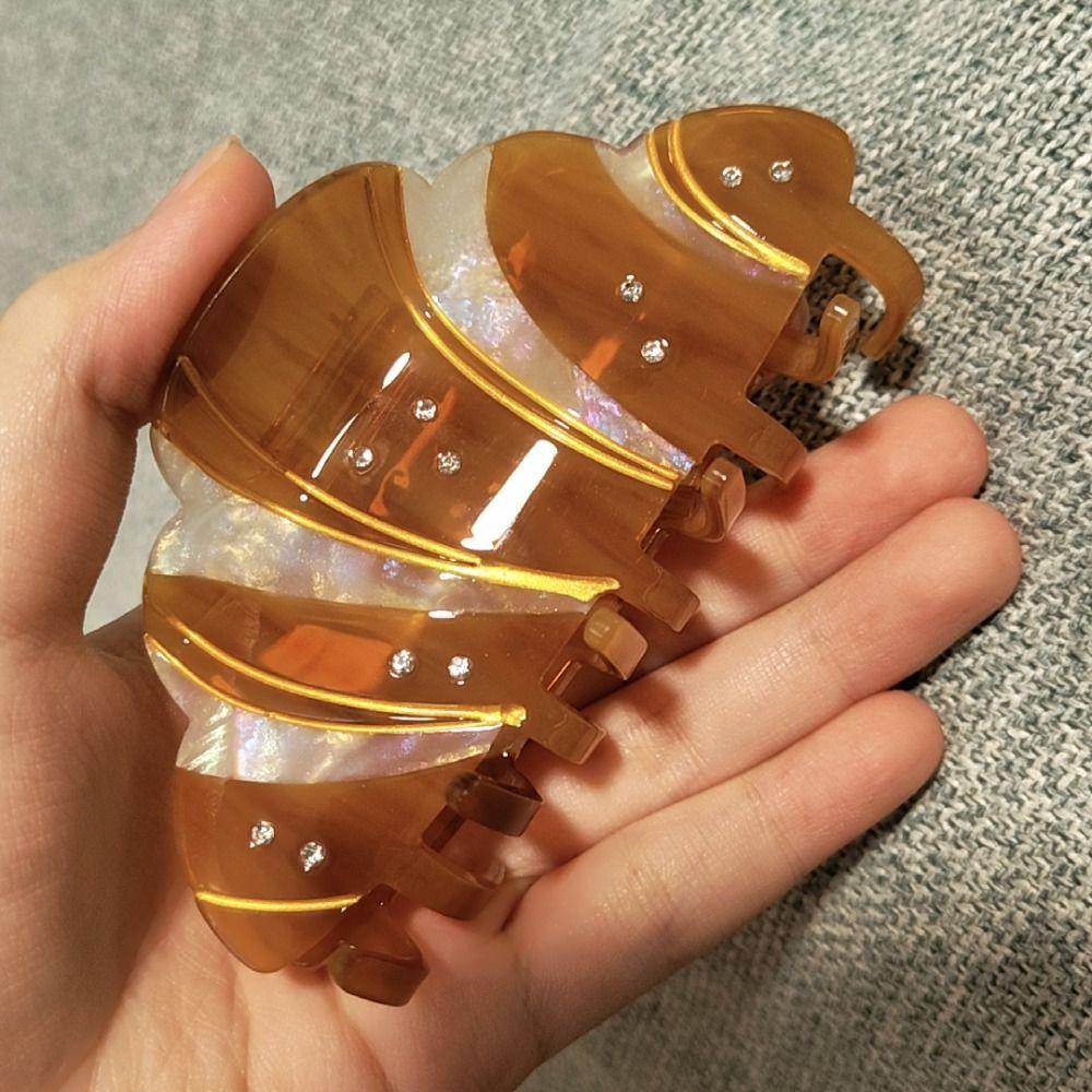 Korean Style Croissant Hair Claw Funny Headwear French Diamond Crab Clip Coffee Kawaii Acetic Acid Shark Clip Hair Accessories
