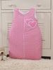 Cotton Baby Sleeping Bag M 6-12 Months Tog 2.5 All-Season Insulated Hearts Gingham Dark Pink