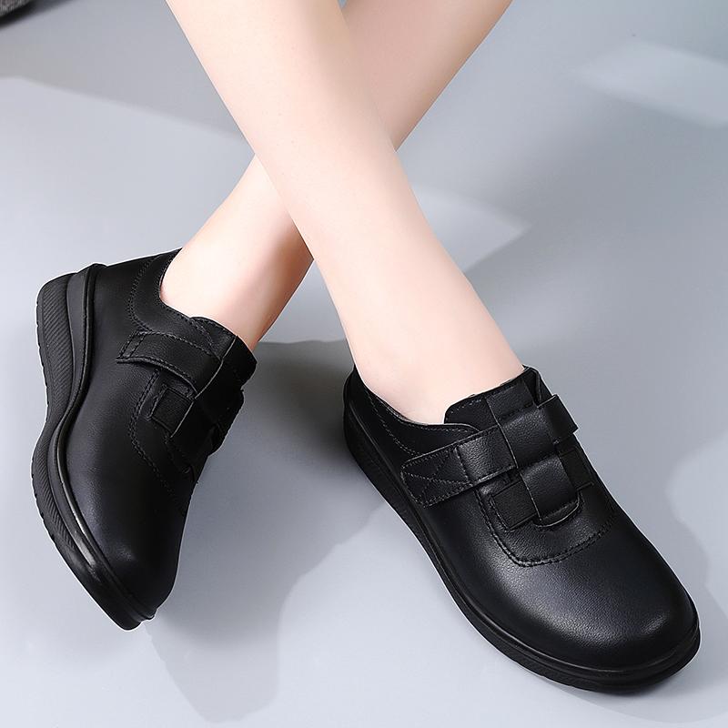 Women's Black Loafers Moccasins Casual Slip On Walking Shoes for Mother Plus Size