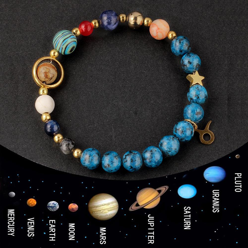 Cosmic Galaxy Solar System Bracelet for Women Men Stone Beads 12 Constellations Adjustable Bangle Jewelry Gifts