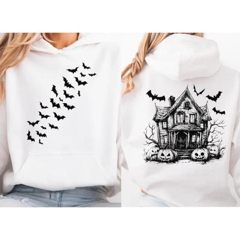 Cute Fall Hoodies Halloween Bat Hoody Front And
