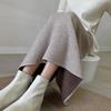 Women's Winter Velvet High Waist Knit Midi Skirt - Thick, Slit, Loose Fit, Bodycon