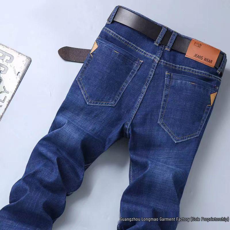 Men's Spring Straight-Leg Jeans - 500g Stretch, Loose Fit, High Waist, Youth Business Casual Style