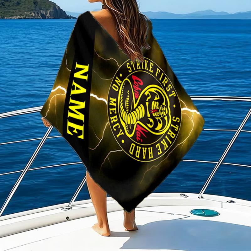 1pc Football18 Beach Towel with Custom Name, Beach/Swimming/Bath/Picnic/Camping Towel, Suitable for Seaside Beaches