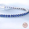 925 Sterling Silver 4mm Tennis Bracelet Sapphire Gemstone Blue Stone Bangle for Women Fine Engagement Wedding Fine Jewelry Gift