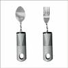 Stainless Steel Adaptive Foldable Utensil Set with Anti-Shake Rubber-Plastic Handle for Elderly Rehabilitation (Knife, Fork, Spoon)