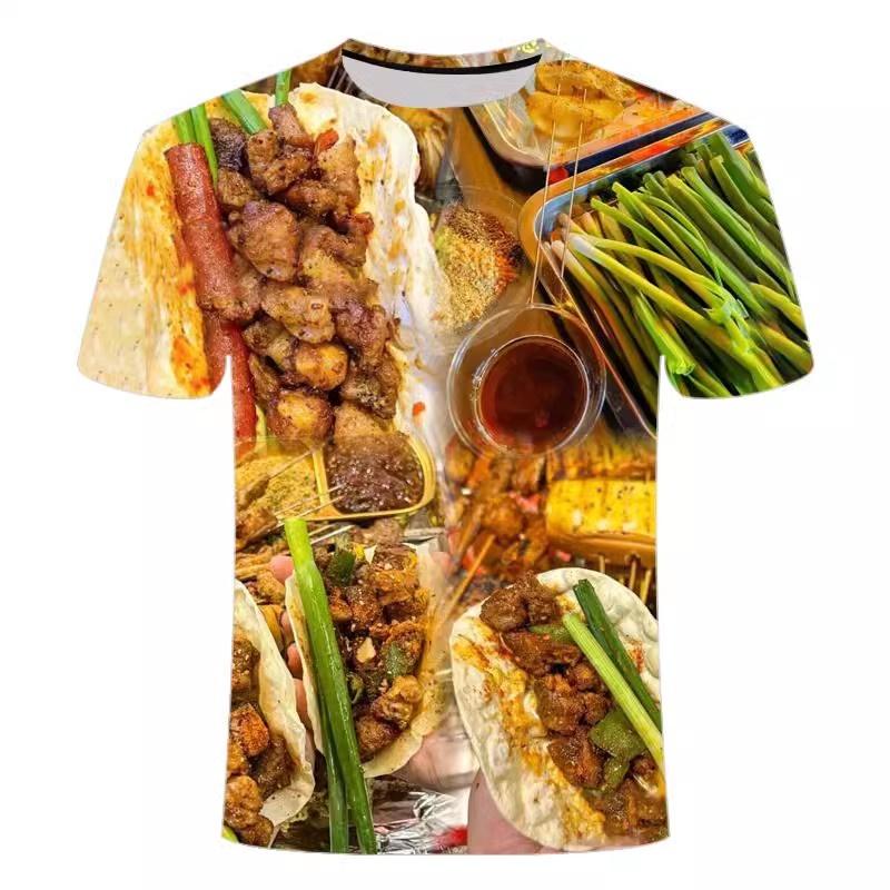 Food Barbecue Graphic T Shirt for Men Clothing Funny 3D