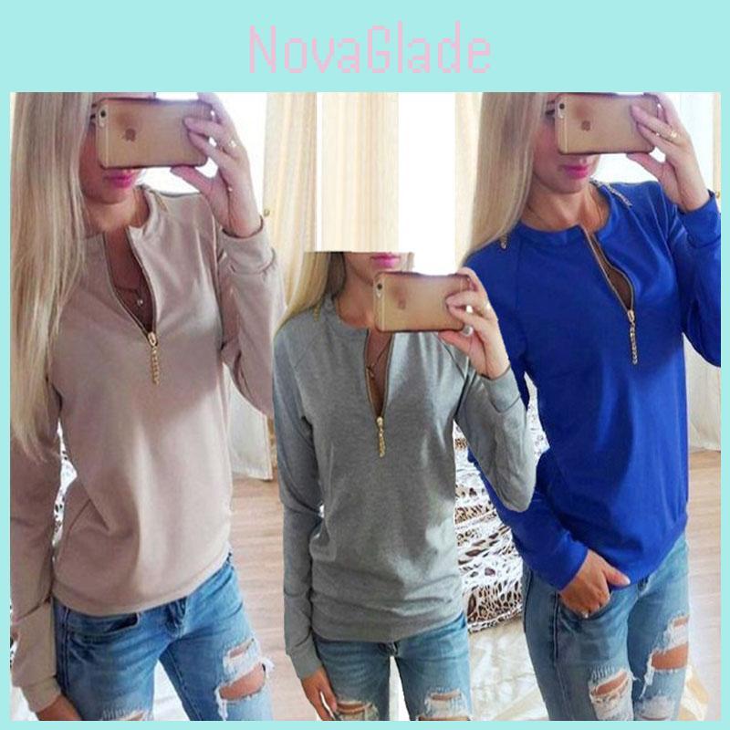 Elegant Women V Neck Casual Sweatshirt With Long Sleeves And Timeless Style