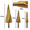 Titanium-Plated Spiral Groove Step Drill Bit Set (4-32mm, 4-20mm, 4-12mm) - Hex Shank Hole Expander