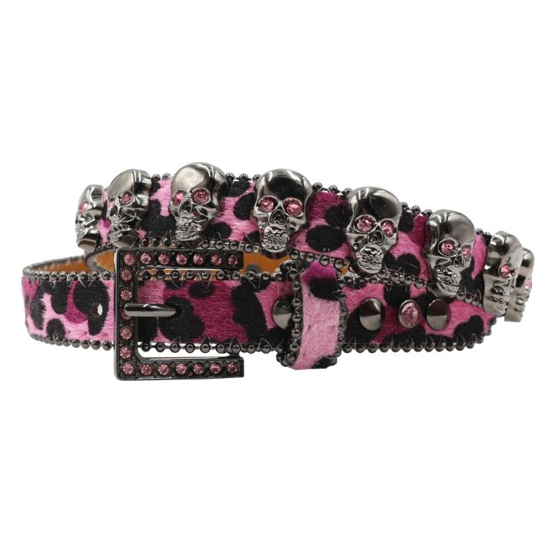 Trendy Waist Belt Studded Rhinestones Crystal for Street Dance Rivets Belt Livehouse Punk Waist Chain Skull Buckle