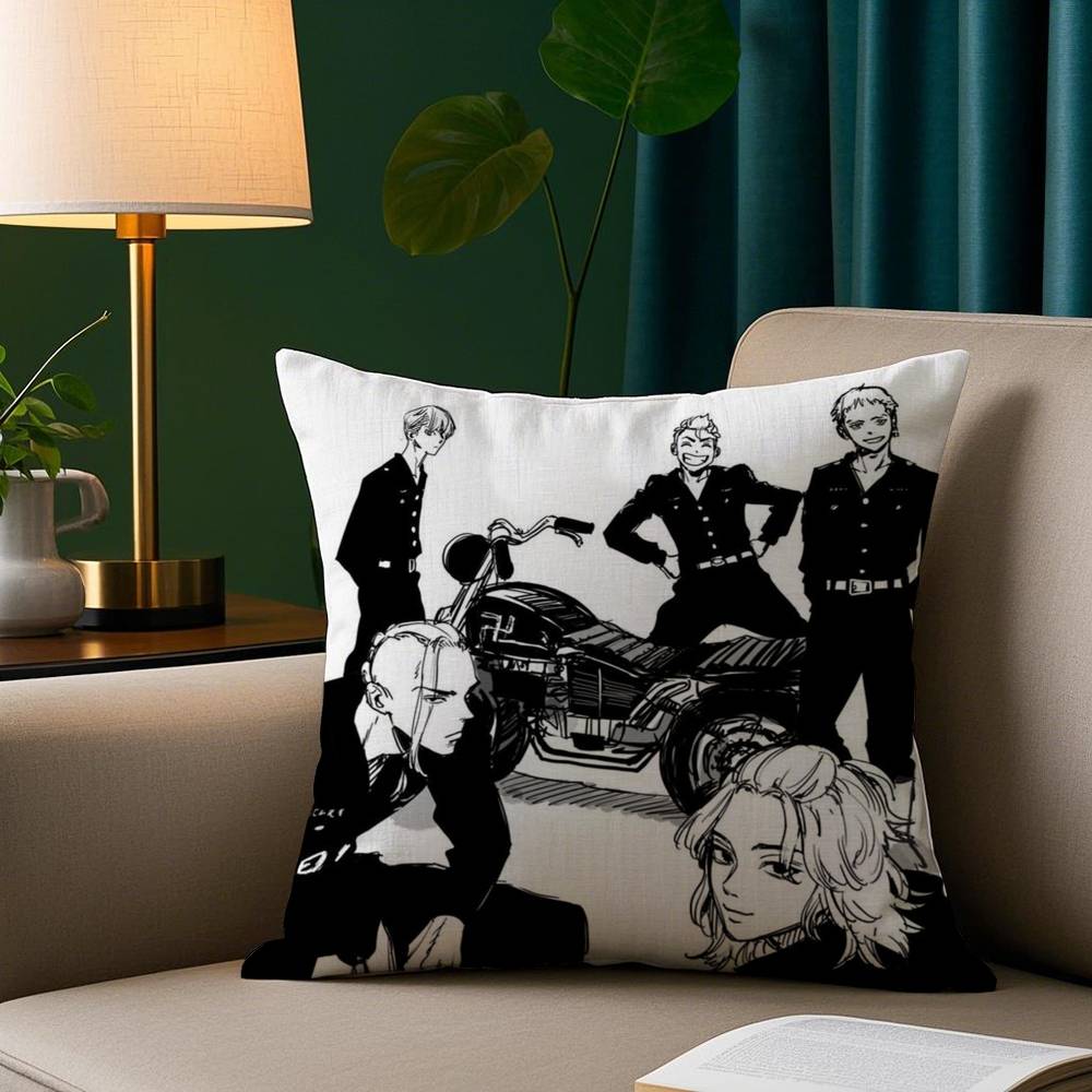 

Anime T-Tokyo Revengers Pillow Case Short Plush Print Cushion Cover Square Throw Pillow Covers Sofa Home Decor 12x12Inch