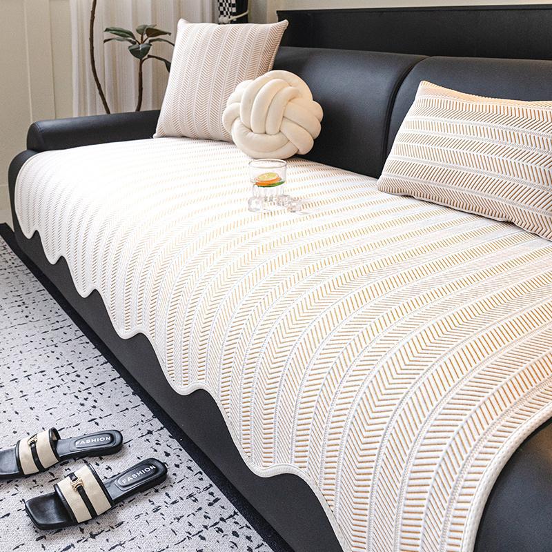Cool Feeling Cold Silk Cold Bean Sofa Cushion Summer Mat Cushion Non-Slip Seat Cushion Summer Straight Row Sofa Cover Cover Cloth