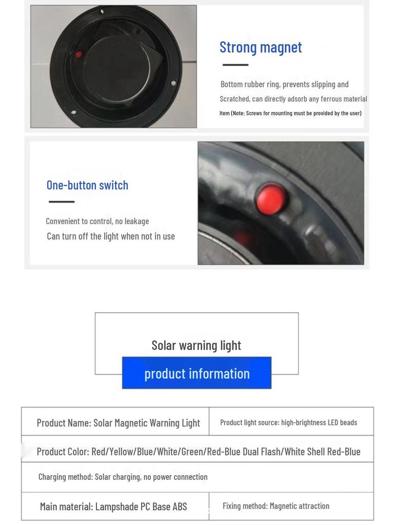 Solar LED Magnetic Traffic Warning Light for Construction and Engineering Vehicles
