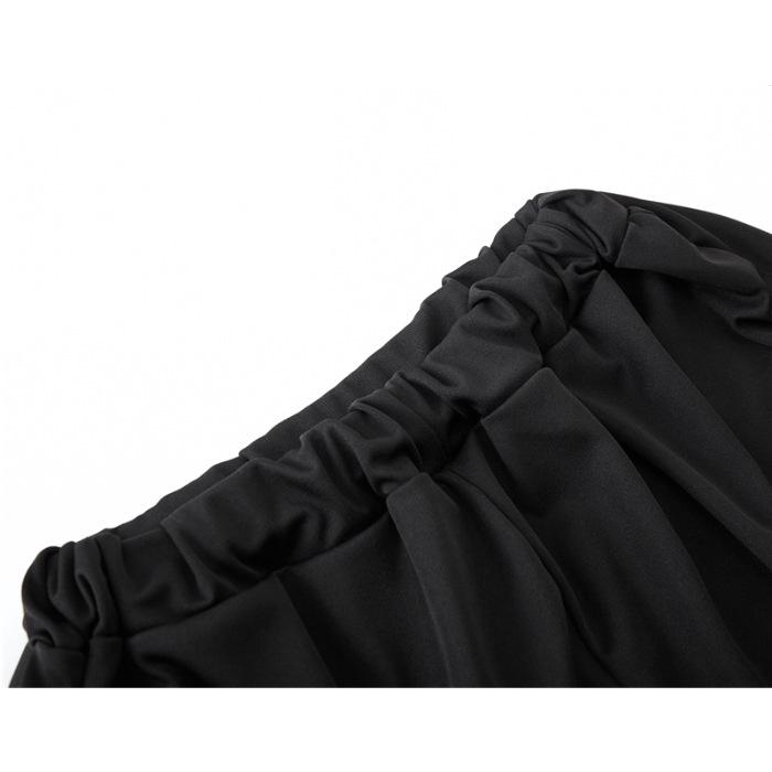 Summer Sports Couples' Elastic Waist Polyester Shorts with Pockets - Men's & Women's Black Shorts