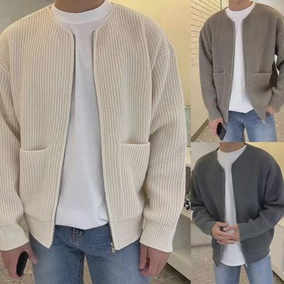 Men's Korean Style Knitted Zipper Cardigan: Trendy, Casual, and Versatile for Spring & Autumn 2024