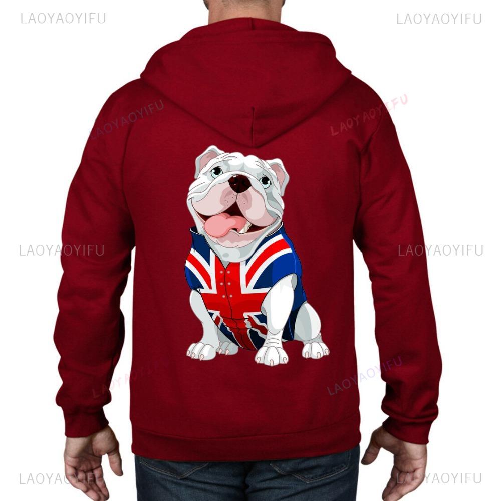 BRITISH BULLDOG UNION HOODIE England T Shirt Union Flag Hoody Patriotic and Loyal Pet Unisex Sweatshirt Men Casual Clothing