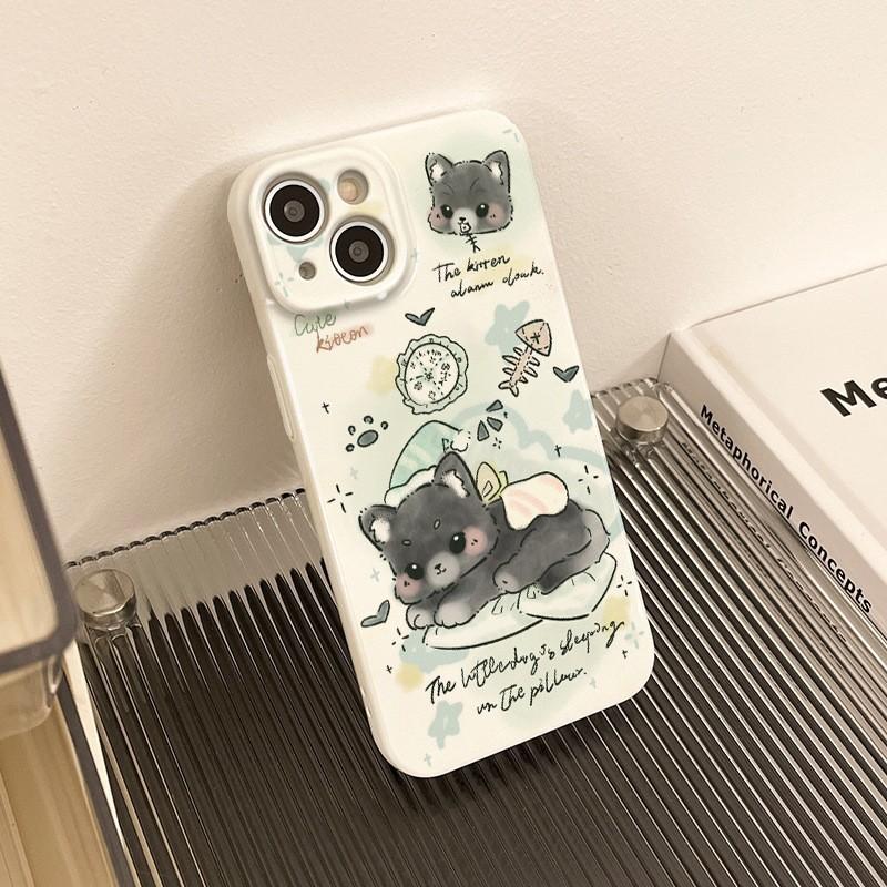 Applicable To Apple 11/11promax Cartoon Small Fresh 11 Film Mobile Phone Case 11pro Good Night Black Cat English