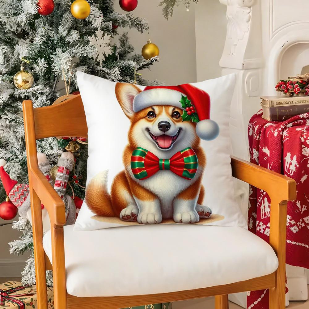 Christmas Atmosphere Animals Pillow Case Silky Short Plush with Invisible Zipper Dustproof Sofa Cushion Cover for Home Decor