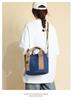 W&C Damen-Tragetasche mit Trennfächern und Reißverschluss, Klein, 2-Wege, Mini-Canvas, Schulter- oder Handtasche, Elegante Aufbewahrung, Leicht, Vordertasche, Marineblau (Marine)