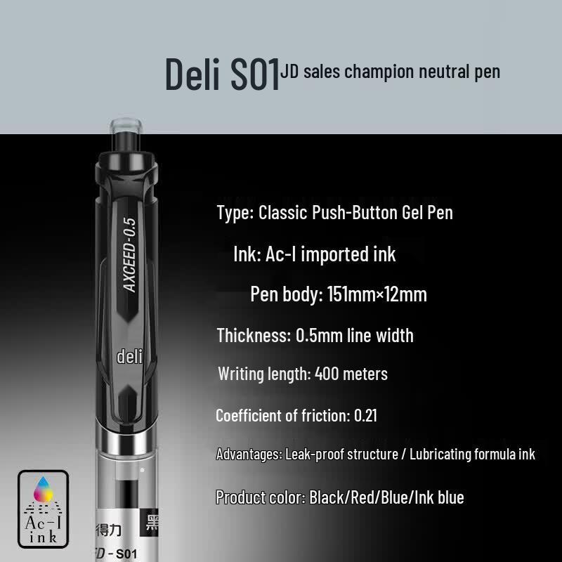 Deli S01 Retractable Gel Pens