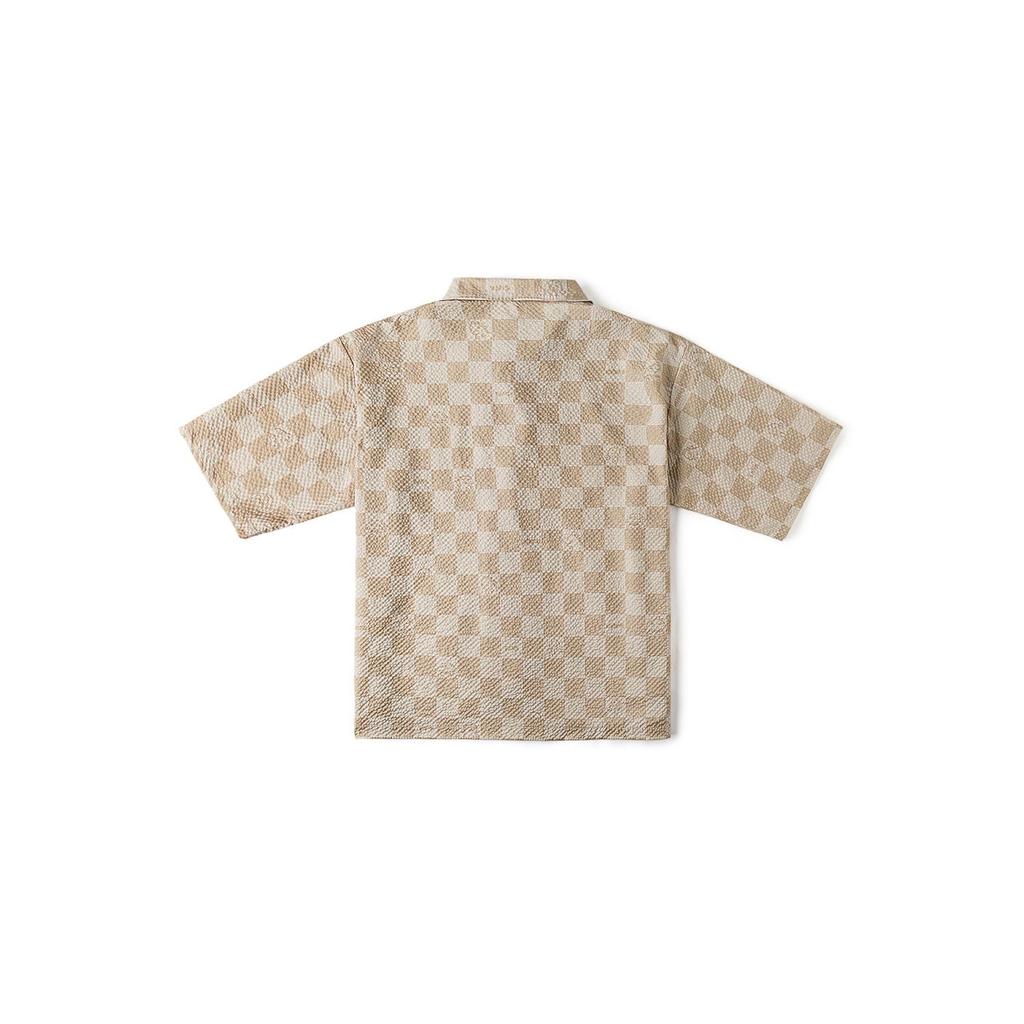 Vans X Hirono Collaboration SS24 Brand Logo Plaid Print Comfortable Polo Shirt Unisex Shirts Oatmeal VN000K9TE1F