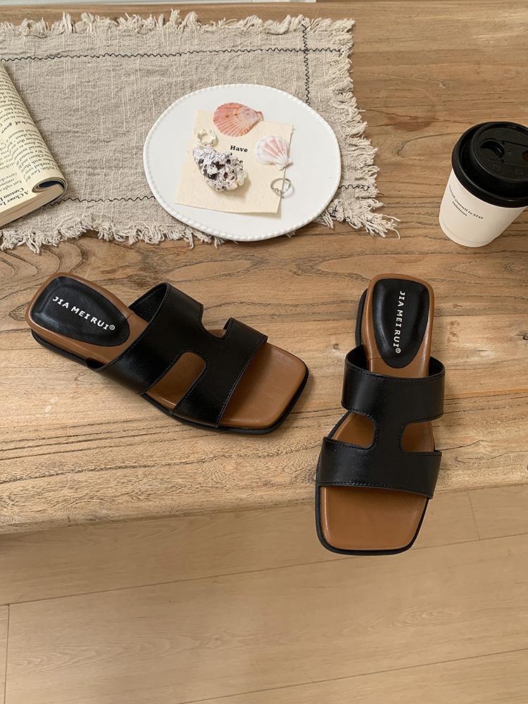 Fashion Open-toe Sandals Women Summer New Thick Heels for Women's Low-heeled Fashion Outdoor Slippers Beach Flip Flops Female Slides
