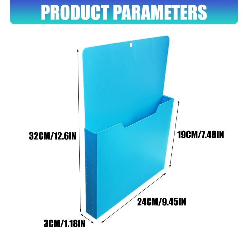 Magnetic Wall File Pocket for A4 Documents, Plastic File Paper Organiser Rack with Hanging Hole for Offices Desktop Metal Cabinet