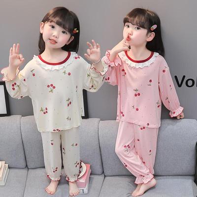 Pyjama en Modal Fleur de Cerisier pour Filles - Ensemble Manches Longues Printemps/Automne