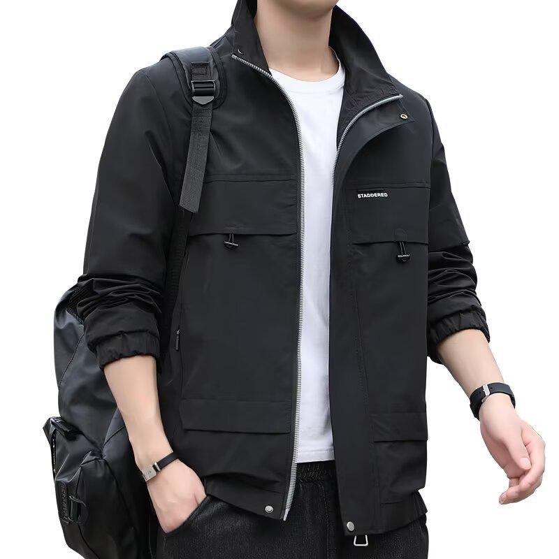 

Men s Stand Collar Casual Business Jacket: Warm, High-End Feel, Trendy Design for Spring & Autumn Medium чорний