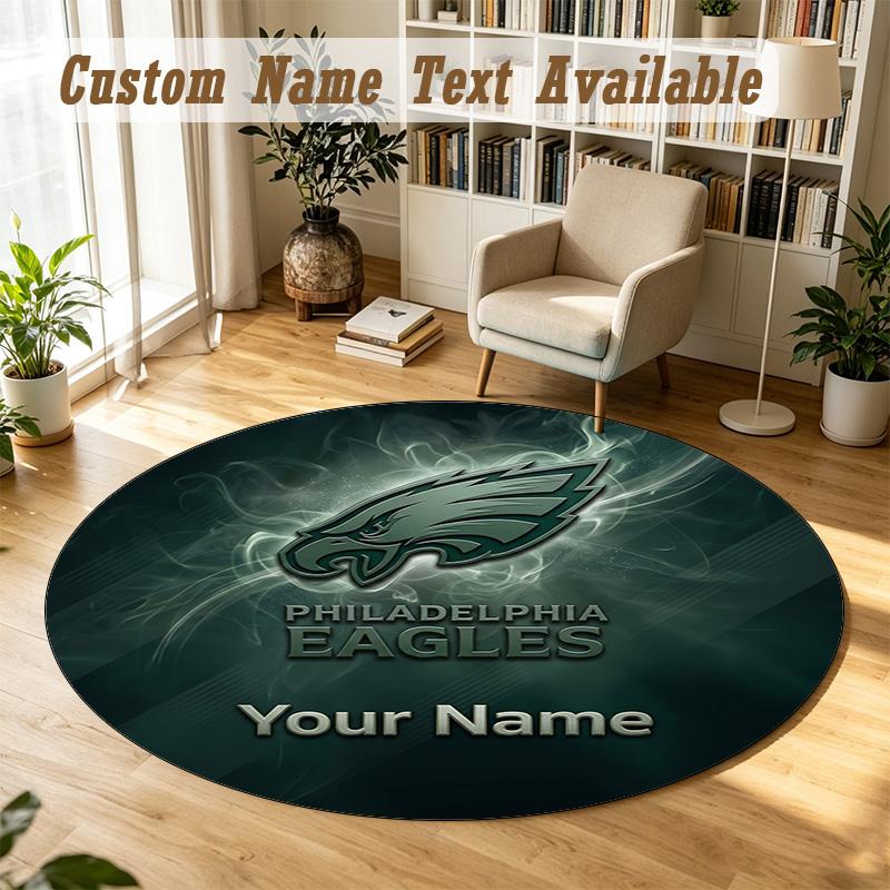 Round Rug Custom NamePhiladelphia Eagles Pattern Non Slip Carpet Home Floor Decor