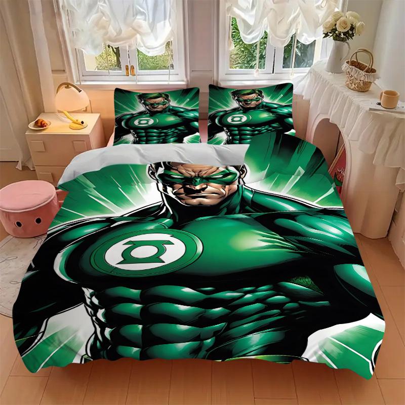 3pcs Green Lantern Cover Set, Bedding Set, Soft Comfortable Duvet Cover, For Bedroom, Guest Room (1*Duvet Cover + 2*Pillowcases, Without Cor