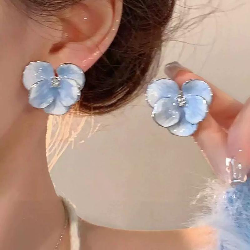 Oil Dropping Flower Earrings New retro petal design exquisite earrings drop glazed rose red flower earrings women jewelry