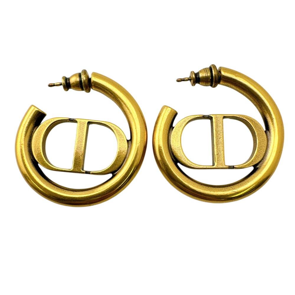 Dior metal CD Montaigne 30 Pierce gold metal Used