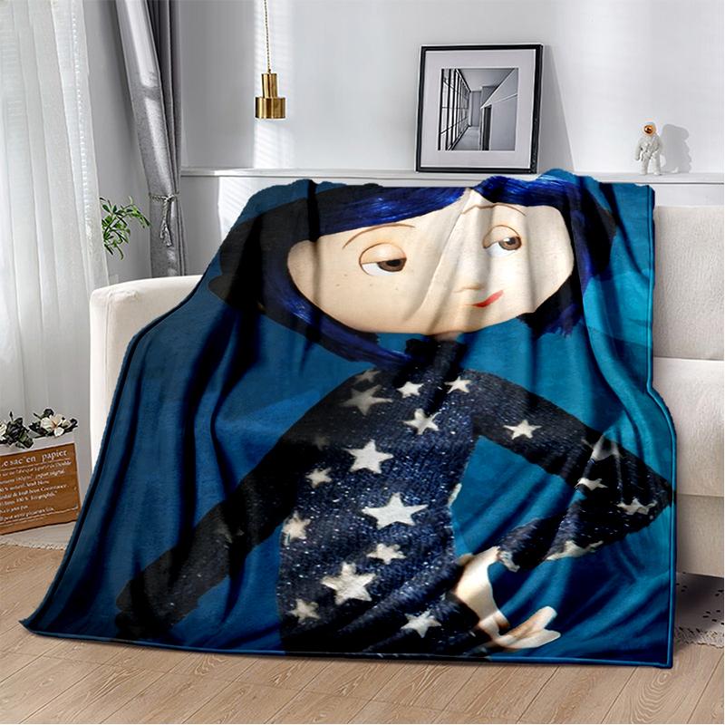 New Coraline Horror Cartoon Gift Soft Flannel Blanket,Throw Blanket Comfortable Blanket for Beds Sofa Home Bedroom Kids