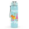 1PC Paris Tower Vacation Text 750ml Color Plastic Sports Water Bottle Leakproof Flip Straw Lid Suitable for Sports Office Home Use