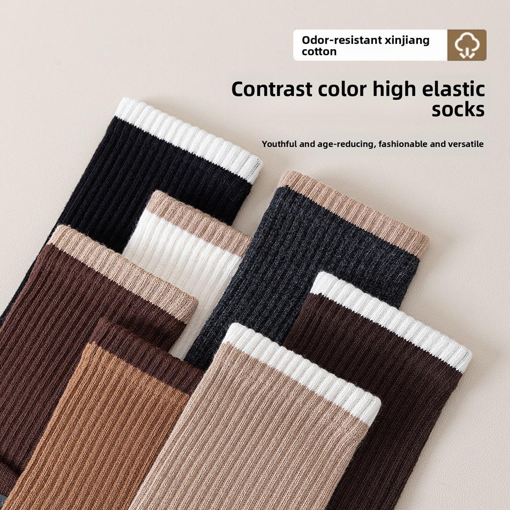 Yoga Socks - Five-finger Mid-calf Winter and Autumn Fitness Sports Toe-separation Socks with Anti-slip and Moisture-absorbing Properties Long Socks