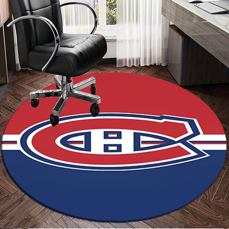 1PC Canadiens Hockey Team Round Rug, Non-slip Chair Mat, Home Decor, Circle Carpet Perfect for Office, Bedroom, Living Room,Christmas gift