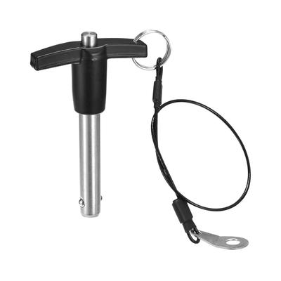 Uxcell T-Handle Lock Pin, 10mm Pin Diameter, 40mm Usable Length, Stainless Steel Push Button Quick Release Pin with Lanyard Cable (10mm-40mm)