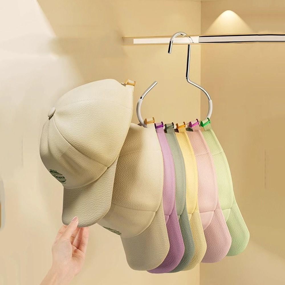 5Pcs Carbon Steel Closet Hat Hanger Space Saving Baseball Cap Hanger Hat Storage Hook Wardrobe
