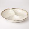 Mino Ware Partitioned Bowl, Large Appetizer Plate, White Karatsu Style, K80015