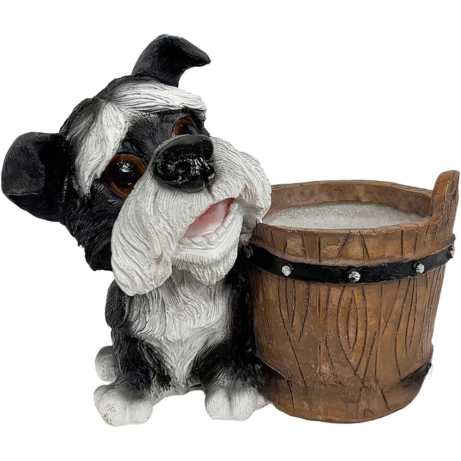 

Resin Yorkie Dog With Expressive Eyes Lifelike Tegument And Rustic Stump Shape For Indoor And Outdoor One Size чёрный