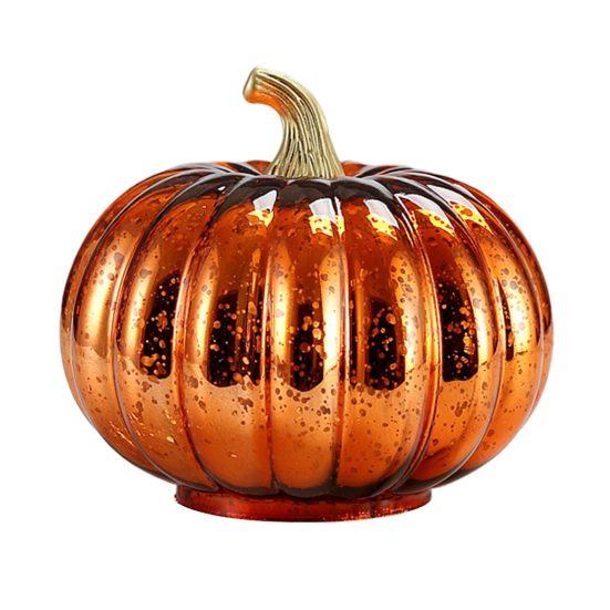 Glass Pumpkin Light Battery Powered LED Light-up Pumpkin Lantern for Halloween Fall Thanksgiving Desk Decor