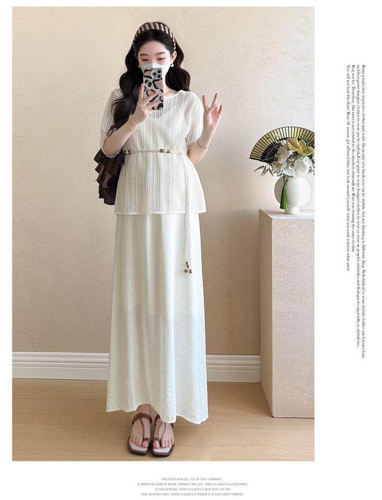 Elegant Maternity Two-Piece: Blouse Top & Camisole Dress - Summer Style 2026