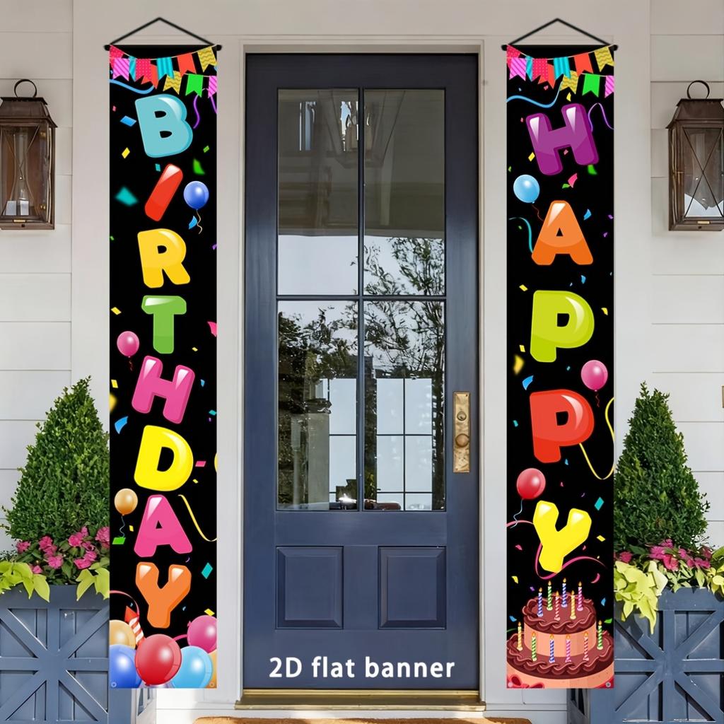Happy Birthday Porch Sign Courtyard 1 Pair Indoor Outdoor Decor