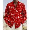 Reindeer Snowflake Pattern Hawaiian Shirts For Men Christmas Tree 3D Printed Blouse Casual Loose Aloha Shirts Long Sleeves Tops
